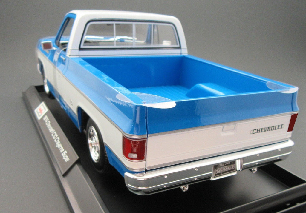 1974 Chevrolet C10 Cheyenne Super Pickup Truck Blue and White "Special Edition" Series 1/18 Diecast Model Car by Maisto