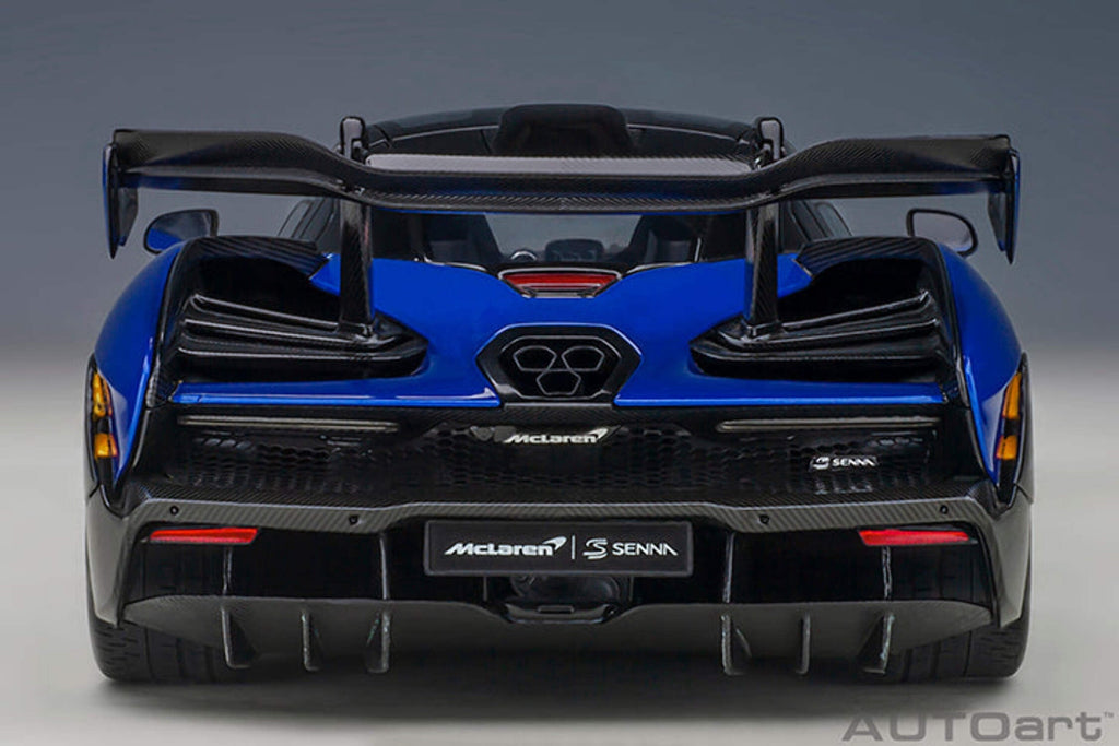 Mclaren Senna Trophy Kyanos Blue and Black with Carbon Accents 1/18 Model Car by Autoart
