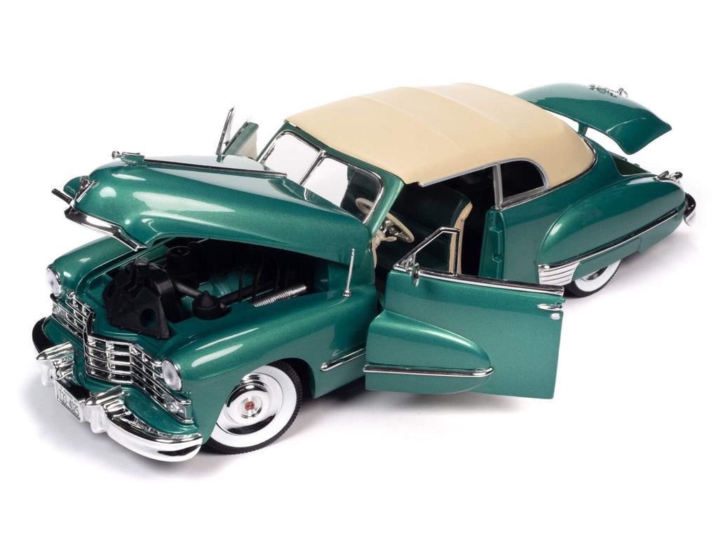 1947 Cadillac Series 62 Soft Top Ardsley Green Metallic with Tan Soft Top 1/18 Diecast Model Car by Auto World