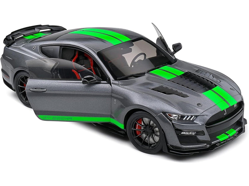 Solido 2020 Ford Mustang GT500 Carbonized Grey w/ Lime Green Stripes 1:18