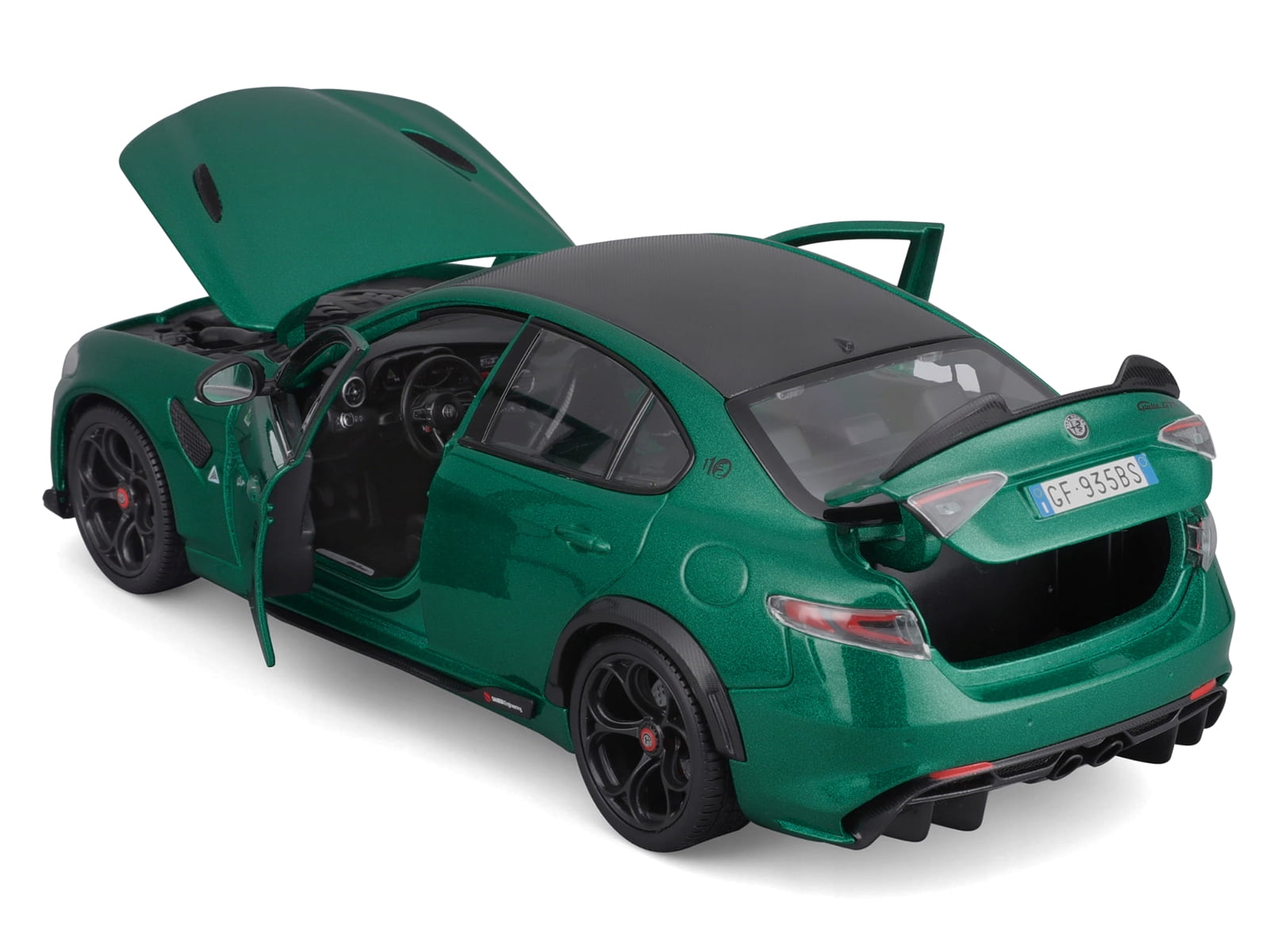 Alfa Romeo Giulia GTA Green Metallic with Carbon Top 1/18 Die Cast Model Car by Bburago