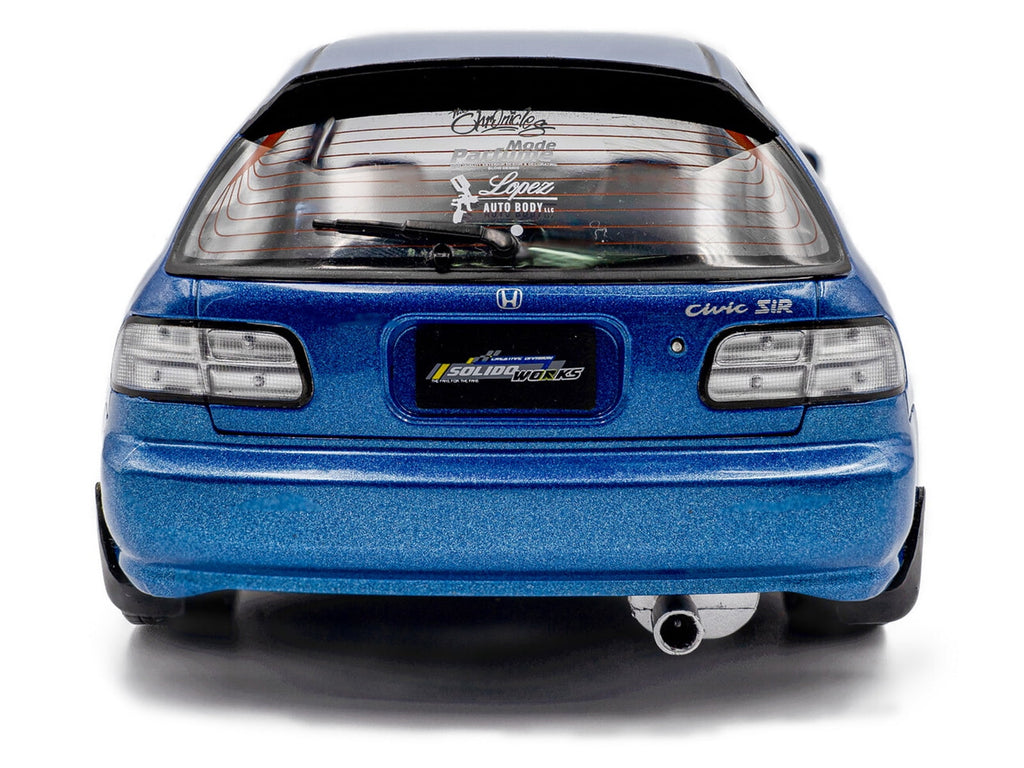 1991 Honda Civic (EG6) RHD (Right Hand Drive) "NAR" Cobalt Blue Metallic with Carbon Hood 1/18 Diecast Model Car by Solido