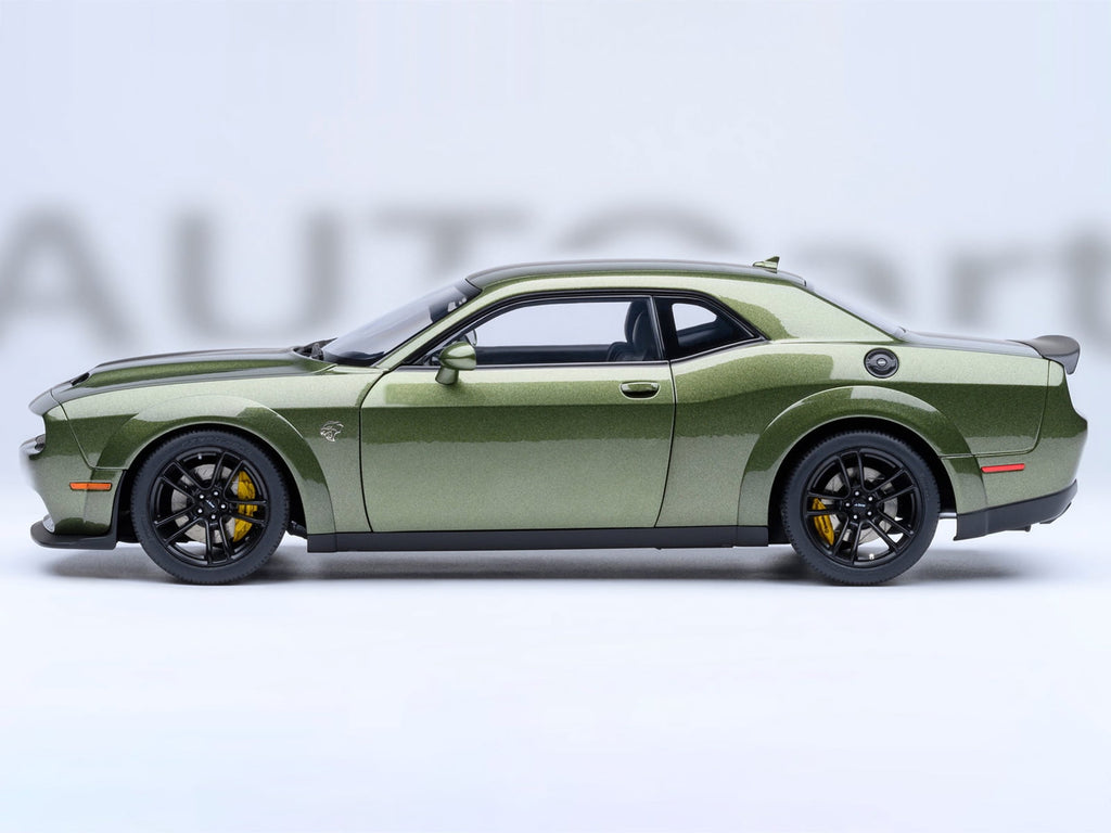 2022 Dodge Challenger SRT Jailbreak F8 Green with Carbon Stripes 1/18 Model Car by Autoart