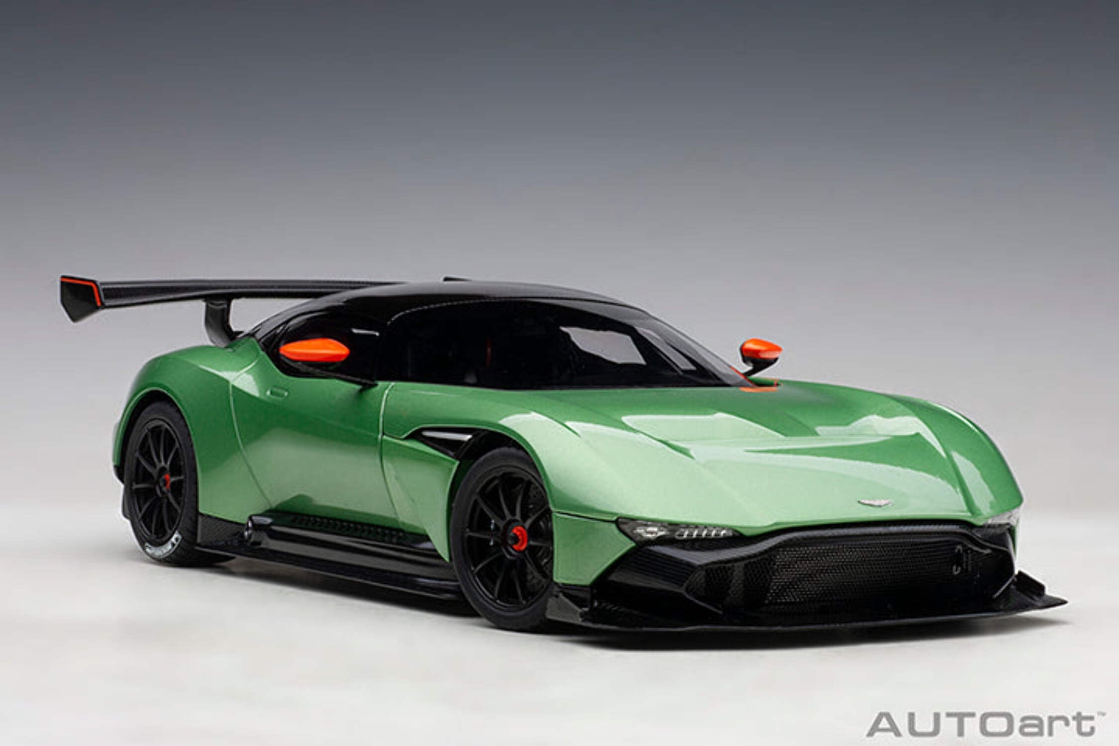 Aston Martin Vulcan Apple Tree Green Metallic with Orange Accents and Carbon Top 1/18 Model Car by Autoart