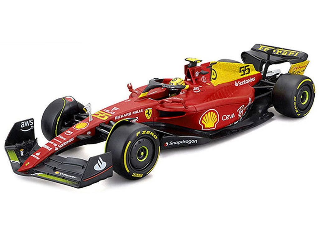 Ferrari F1-75 #55 Carlos Sainz "Giallo Modena" Formula One F1 Italian GP (2022) "Formula Racing" Series 1/18 Diecast Model Car by Bburago