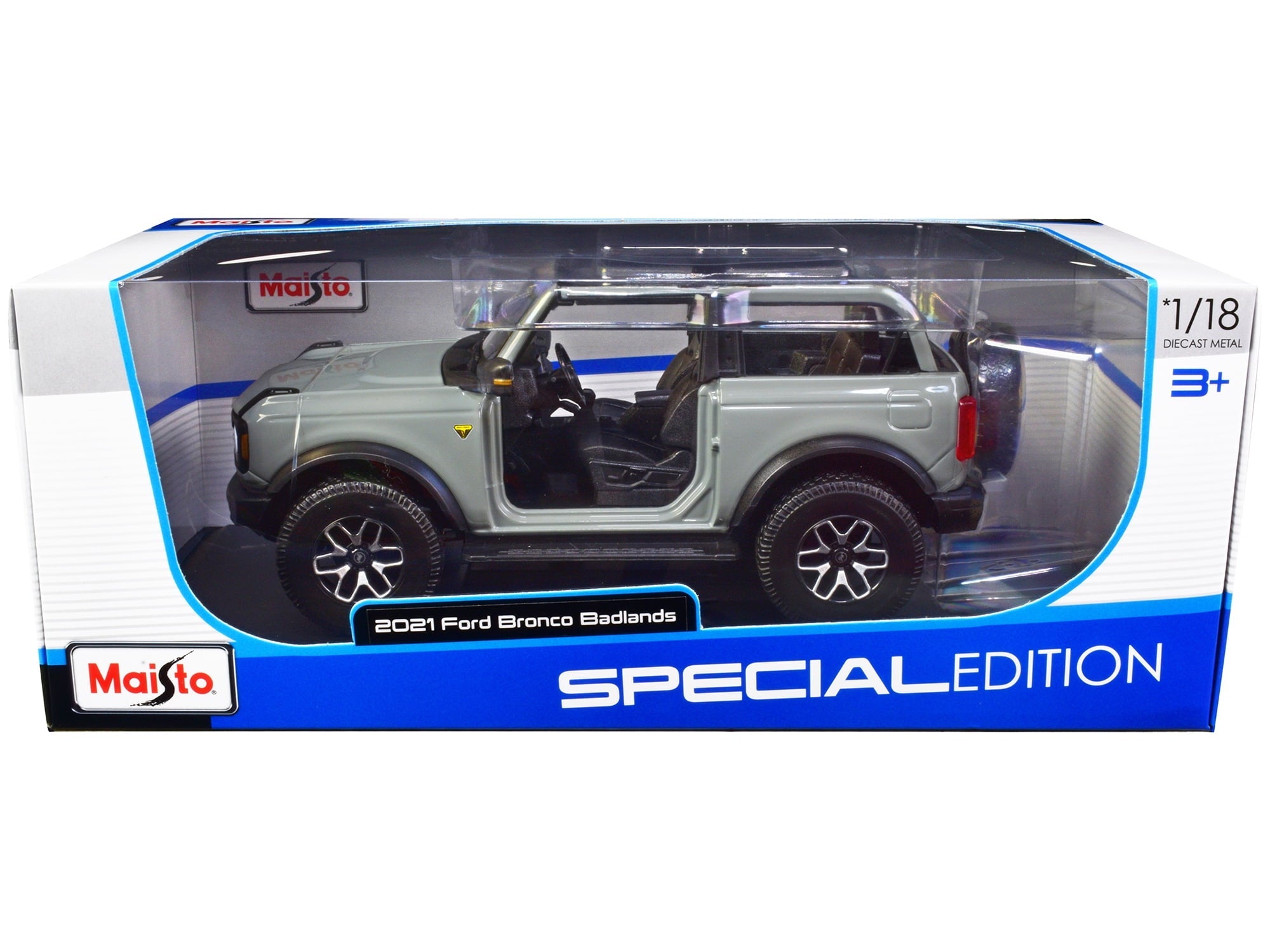 2021 Ford Bronco Badlands Light Gray "Special Edition" 1/18 Diecast Model Car by Maisto