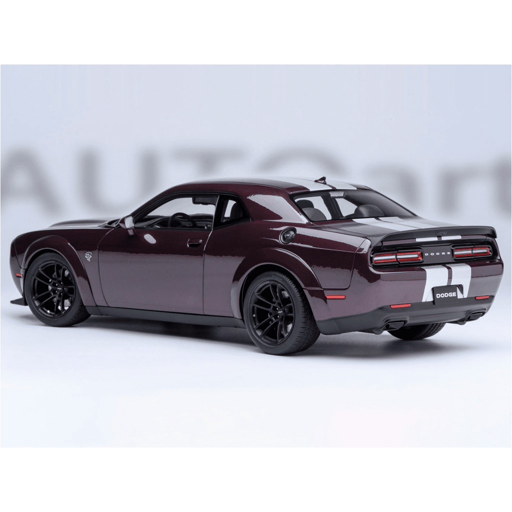 2022 Dodge Challenger SRT Jailbreak Hellraisin Purple with White Stripes 1/18 Model Car by Autoart