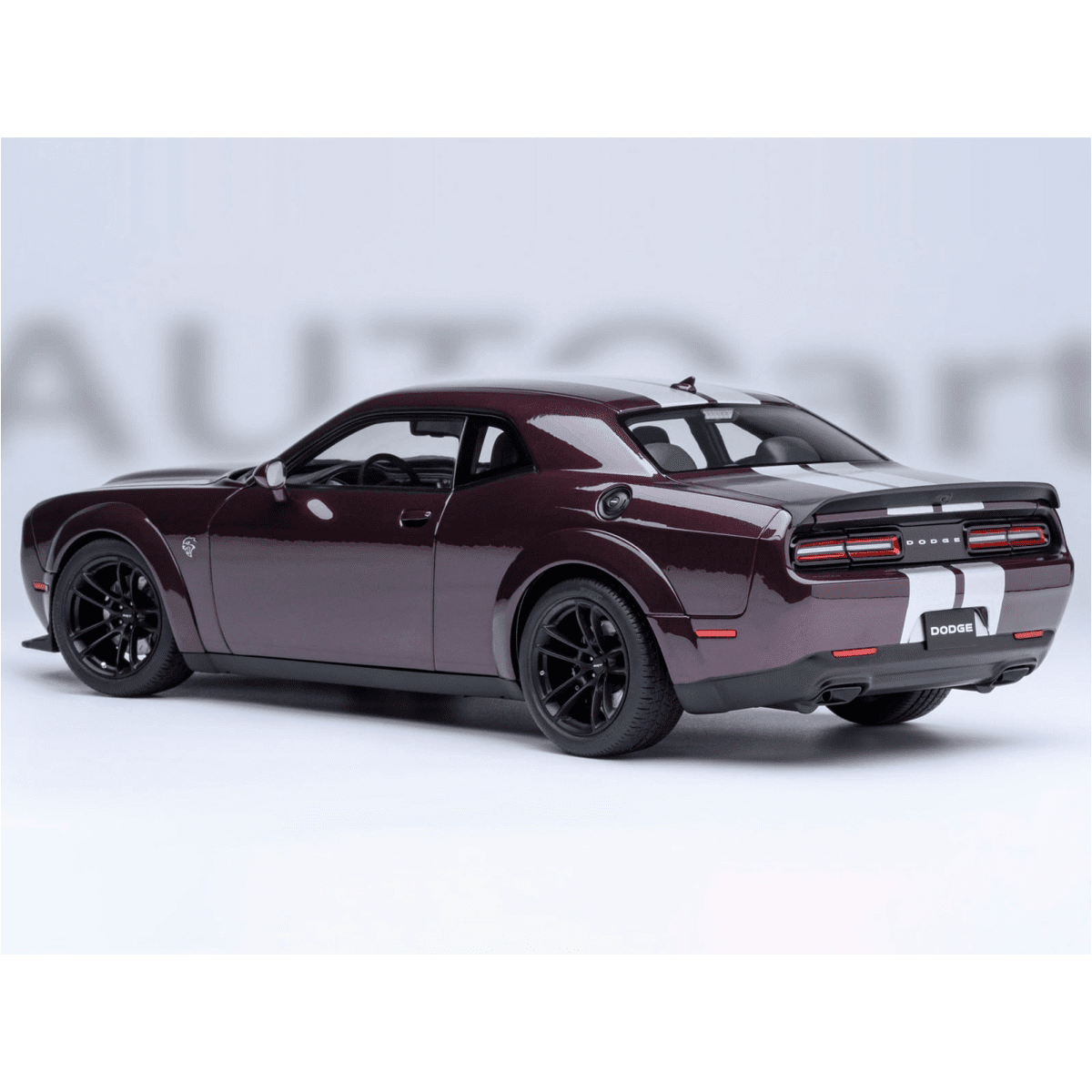 2022 Dodge Challenger SRT Jailbreak Hellraisin Purple with White Stripes 1/18 Model Car by Autoart