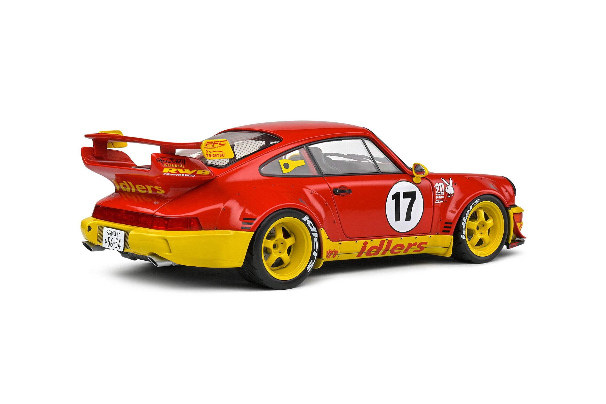 2016 RWB Bodykit #17 "Maty’s Idlers" Red and Yellow with Graphics 1/18 Diecast Model Car by Solido