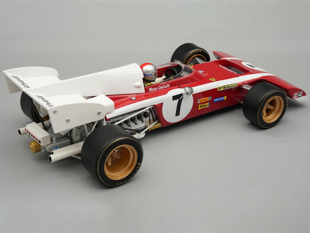 Ferrari 312 B2 #7 Mario Andretti F1 "South African GP" (1972) "Mythos Series" with Figure and Case 1/18 Model Car by Tecnomodel