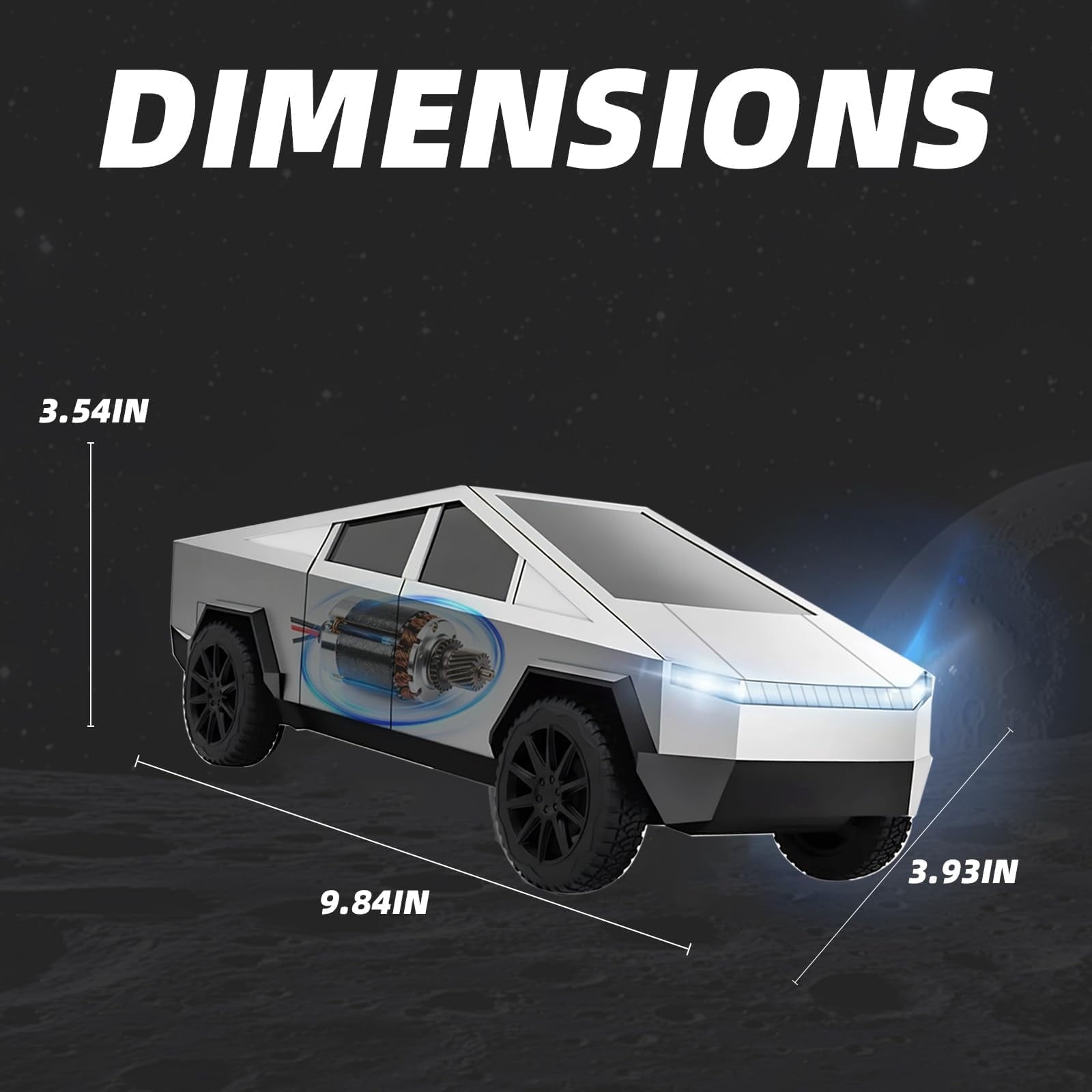 Cybertruck Remote Control Car 1:24 Scale RC Truck with LED Lights and Dual Rechargeable Batteries, Silver Electric Vehicle for Kids