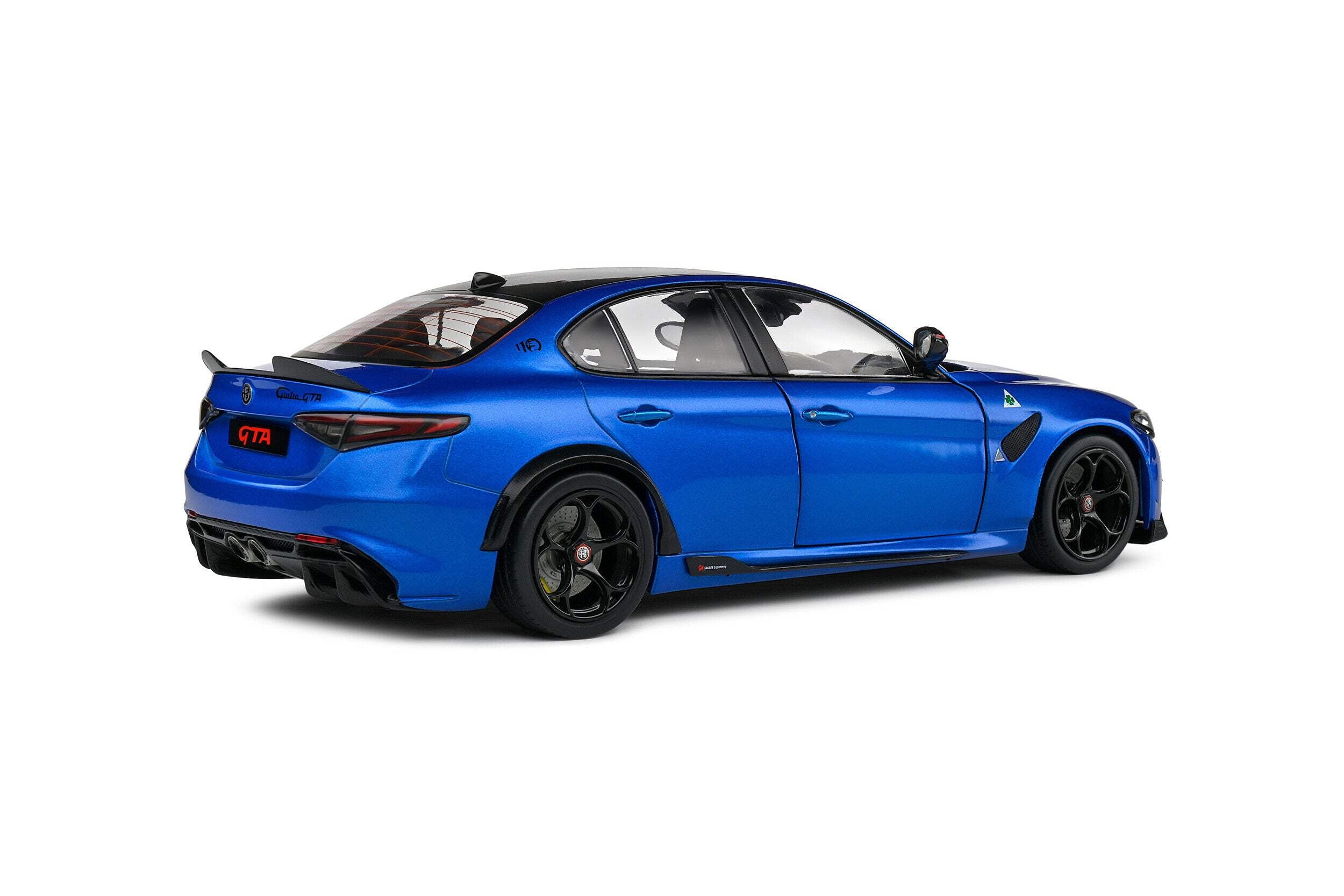 2022 Alfa Romeo Giulia GTA Anodized Blue Metallic with Carbon Top 1/18 Diecast Model Car by Solido