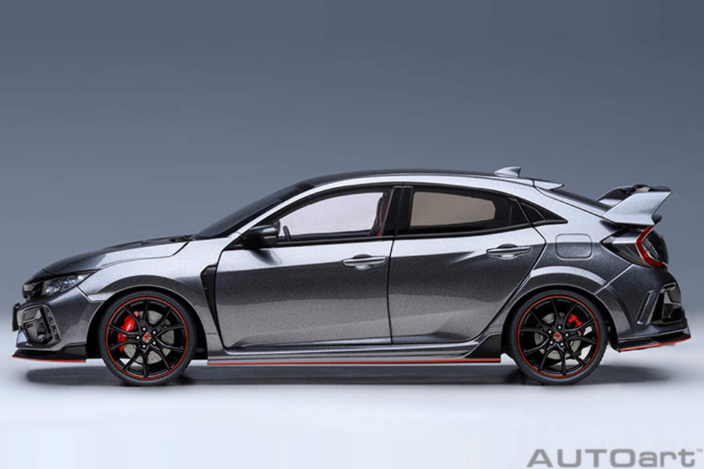 2021 Honda Civic Type R (FK8) RHD (Right Hand Drive) Polished Metal Gray Metallic 1/18 Model Car by Autoart