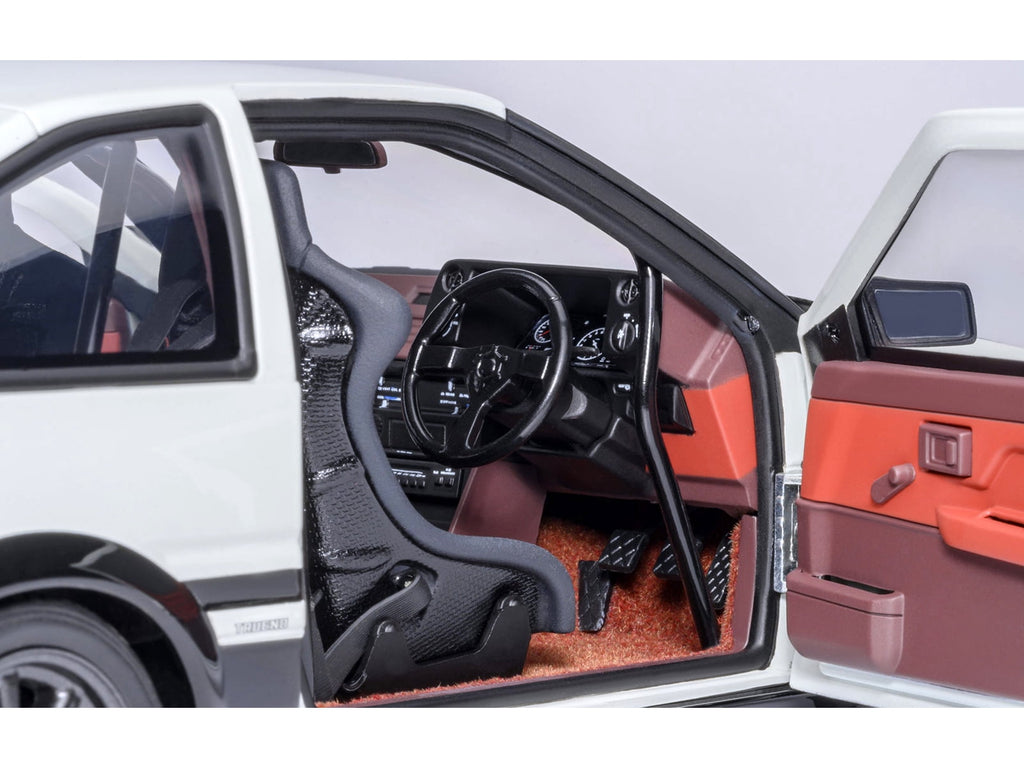 Toyota Sprinter Trueno (AE86) RHD "Project D Final Version" White w/Carbon Hood "Initial D" 1995-2013 1/18 Model Car by Autoart