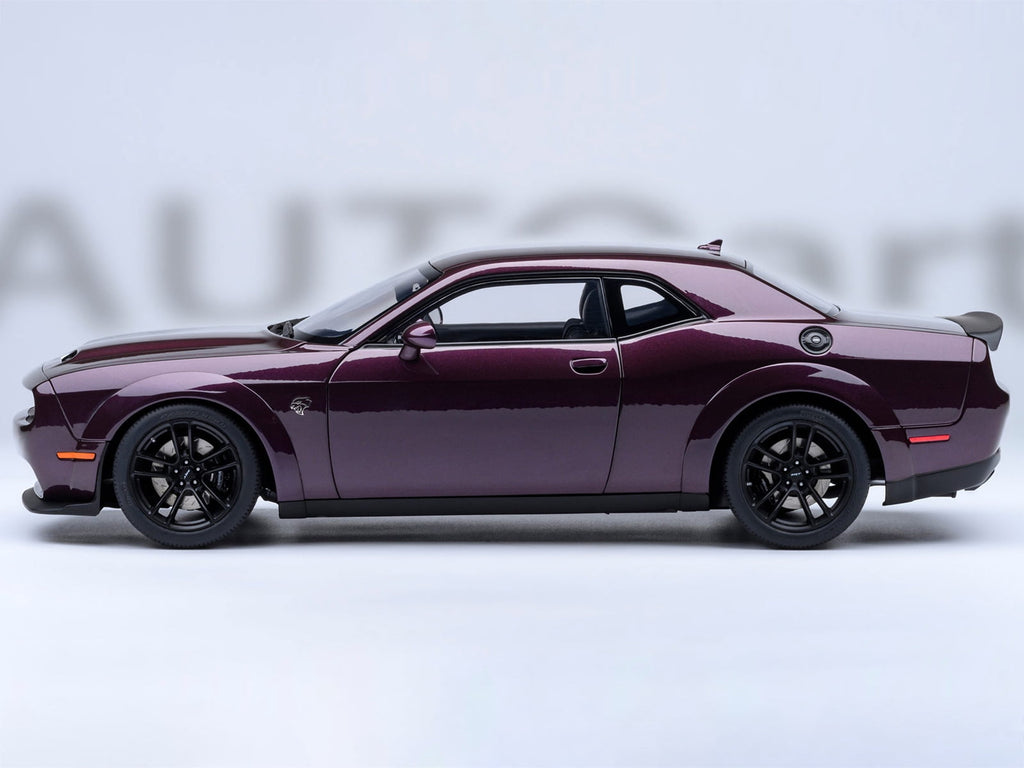 2022 Dodge Challenger SRT Jailbreak Hellraisin Purple with White Stripes 1/18 Model Car by Autoart