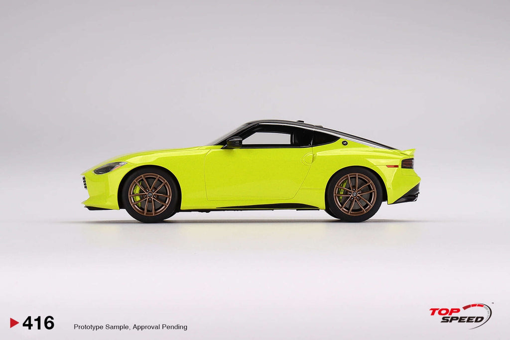 2023 Nissan Z Proto Spec Ikazuchi Yellow with Black Top 1/18 Model Car by Top Speed