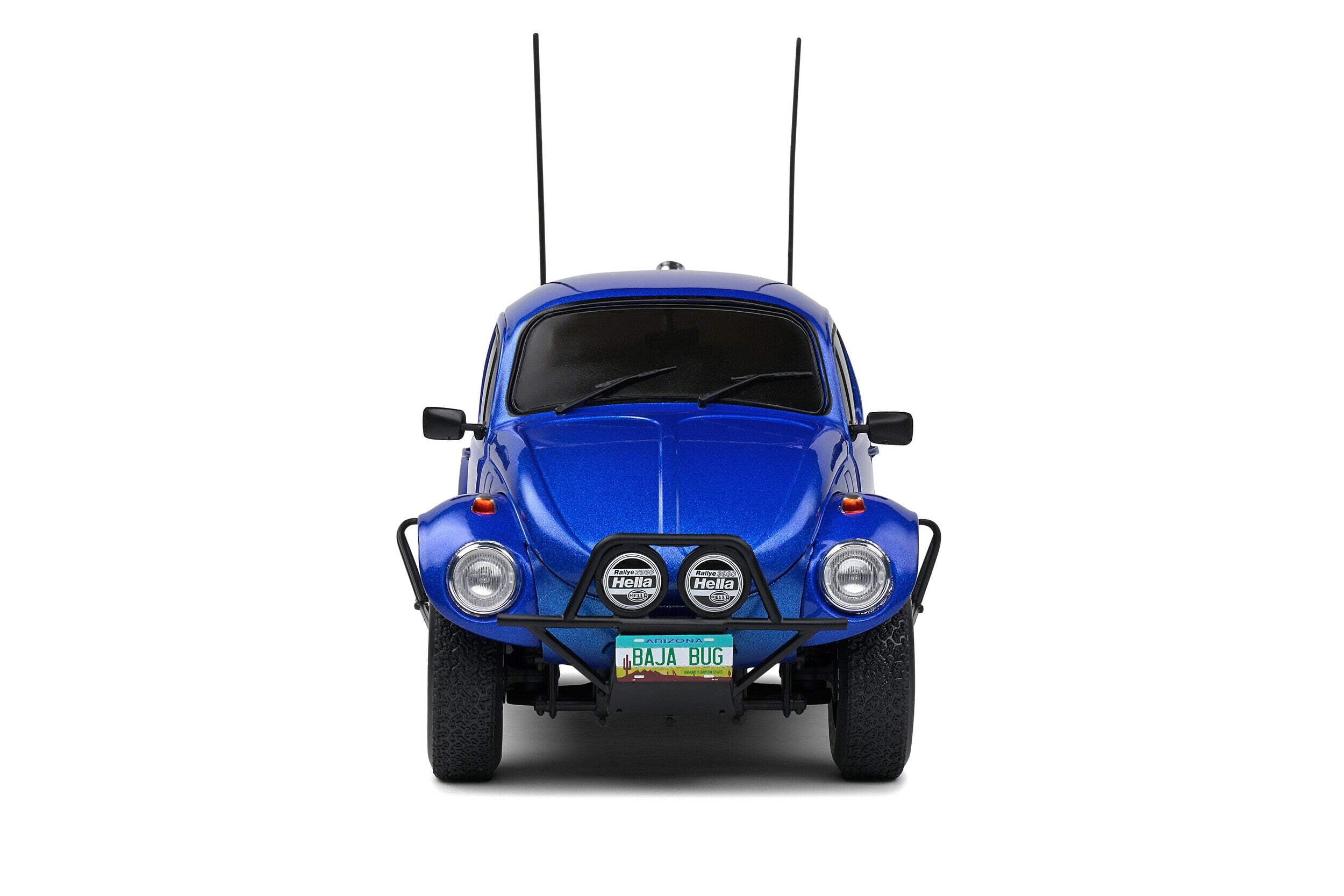 1975 Volkswagen Beetle Baja Blue Metallic with Stripes 1/18 Diecast Model Car by Solido