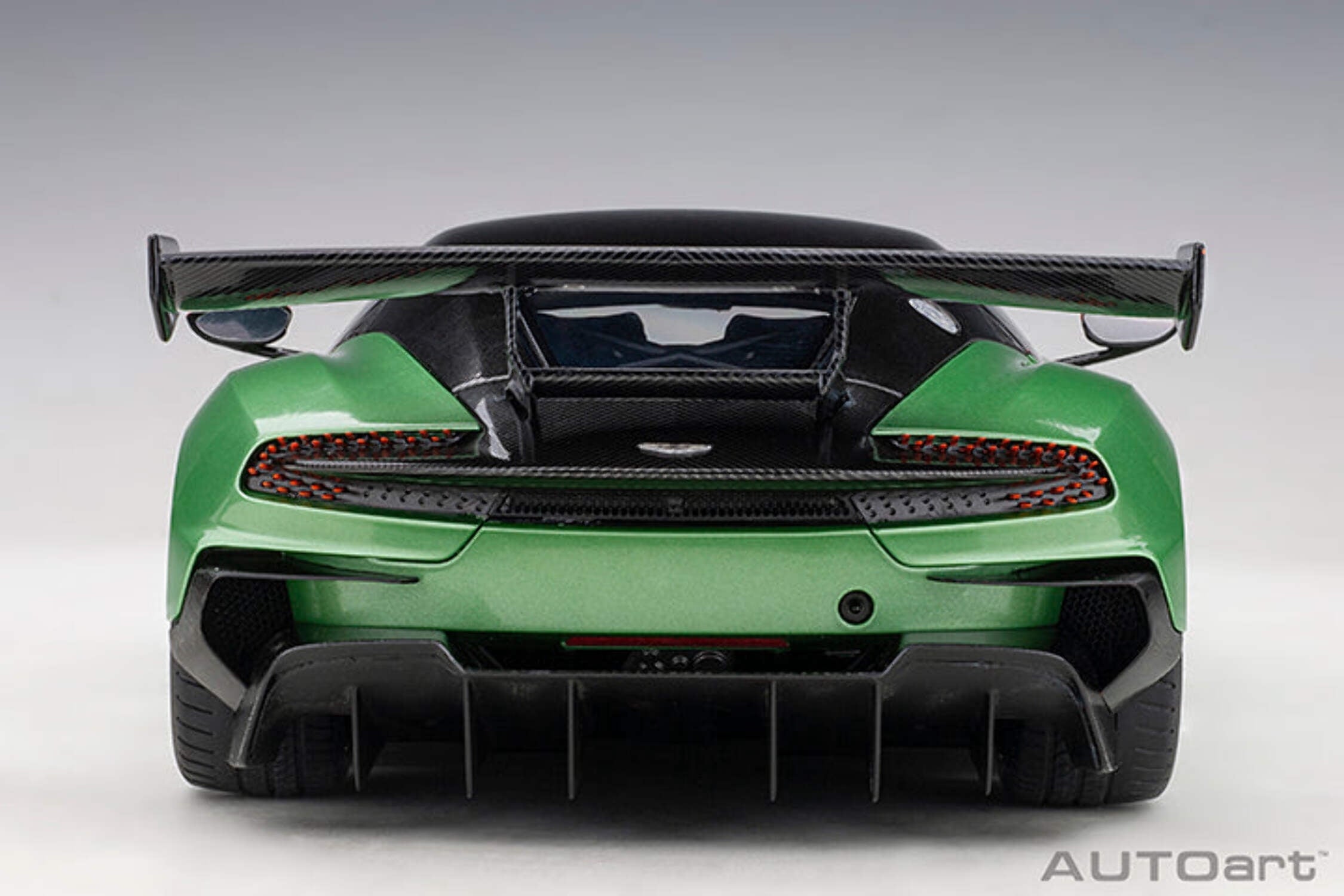 Aston Martin Vulcan Apple Tree Green Metallic with Orange Accents and Carbon Top 1/18 Model Car by Autoart