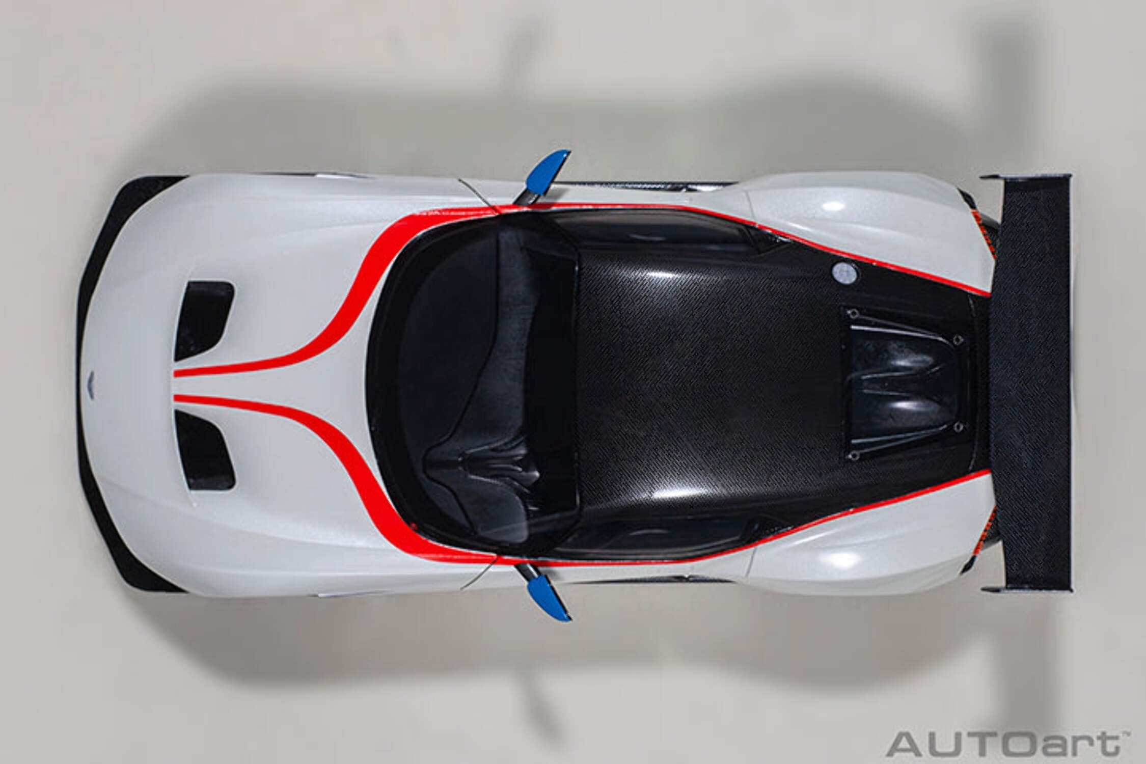 Aston Martin Vulcan Stratus White with Red and Blue Stripes 1/18 Model Car by Autoart