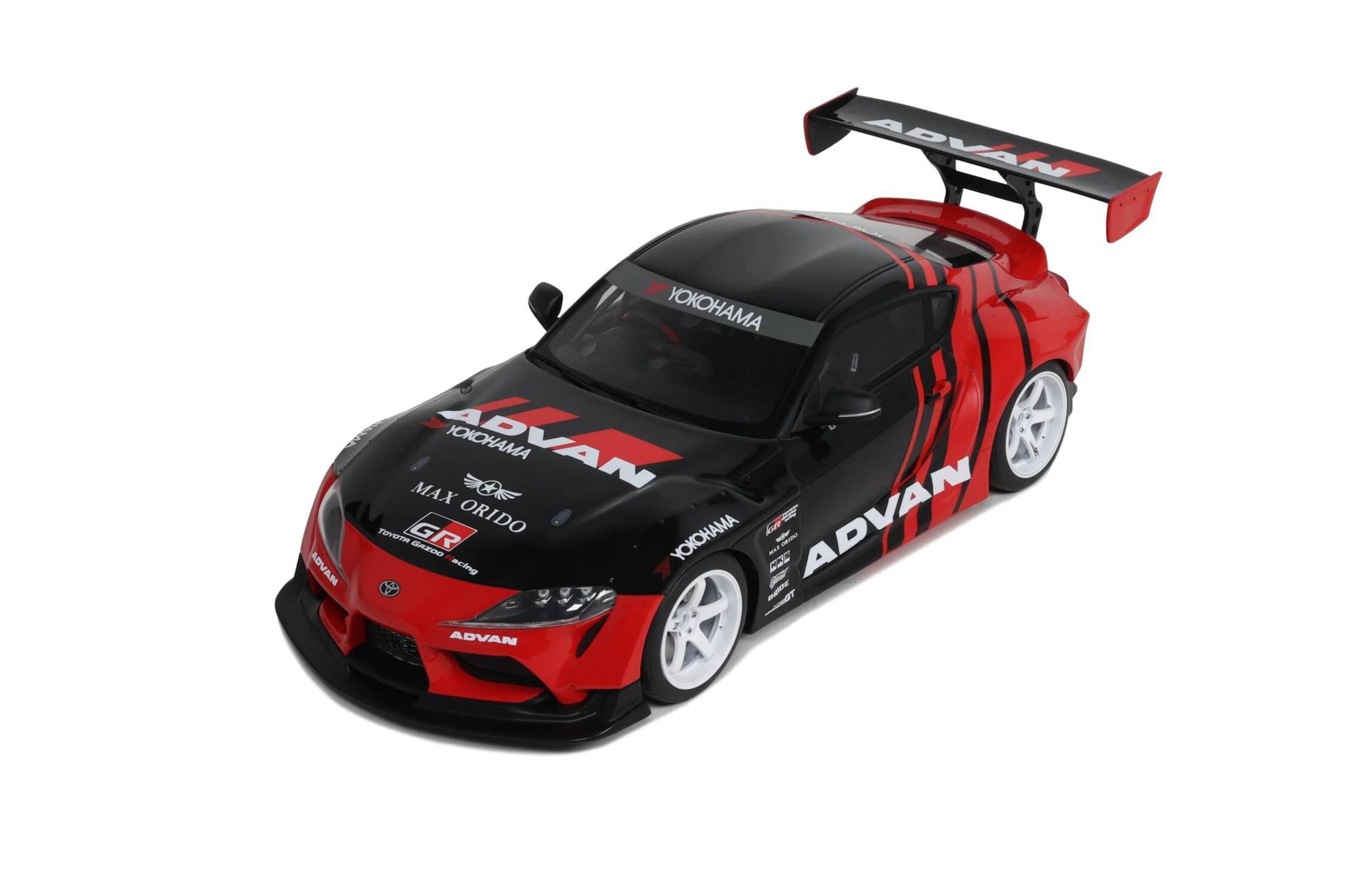 2020 Toyota Supra GR RHD (Right Hand Drive) "Advan" Black and Red 1/18 Model Car by GT Spirit