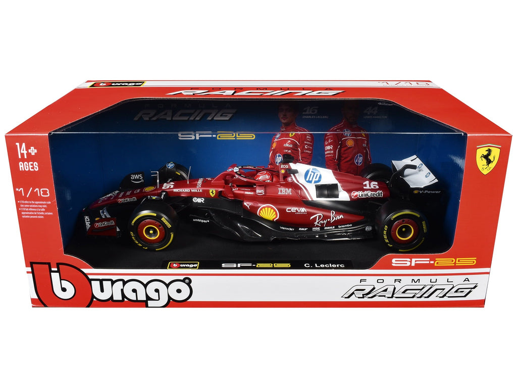 Ferrari SF-25 #16 Charles Leclerc F1 World Championship (2025) "Formula Racing" Series 1/18 Diecast Model Car by Bburago